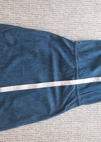 Diğer Kolsuz Lacivert Denim Midi Elbise