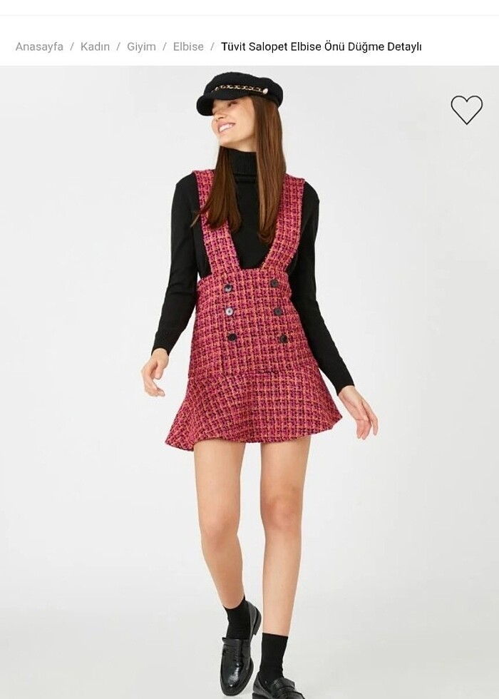 Tüvit Salopet askılı mini elbise - Görsel 3