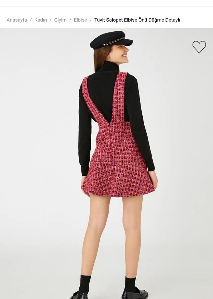 Tüvit Salopet askılı mini elbise - Görsel 5