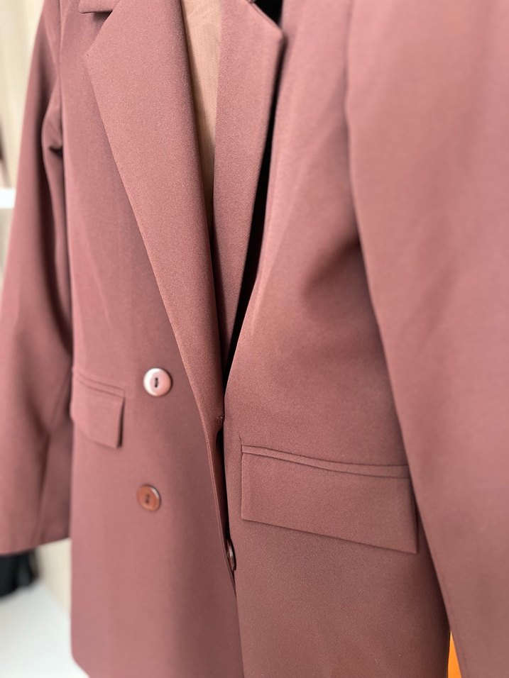 Bej Kadın Midi Blazer Ceket - Görsel 2