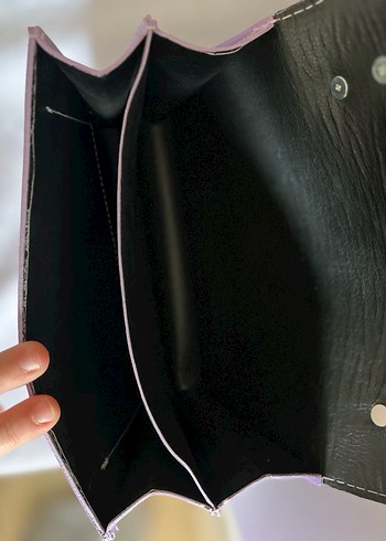 Zincir Detaylı Mor Deri Kadın Çanta - Görsel 5