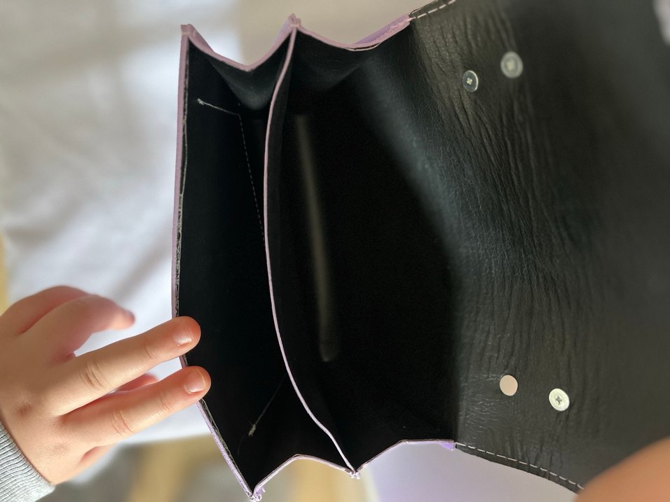 Zincir Detaylı Mor Deri Kadın Çanta - Görsel 5