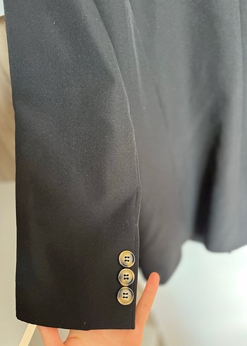 Düğmeli Siyah Kadın Blazer Ceket - Görsel 5