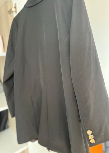 Düğmeli Siyah Kadın Blazer Ceket - Görsel 4