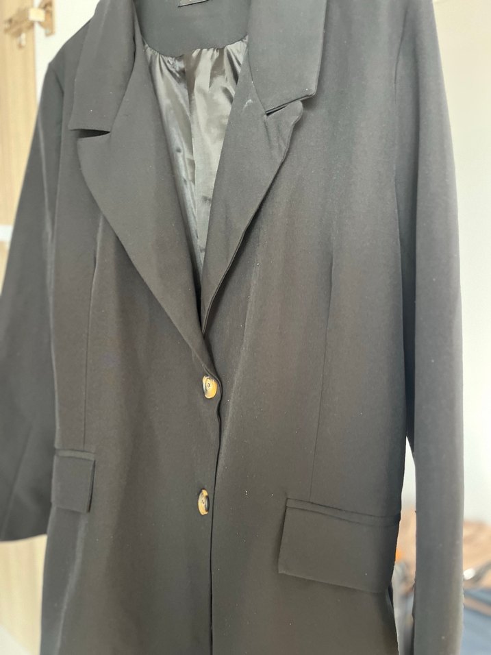 Düğmeli Siyah Kadın Blazer Ceket - Görsel 2