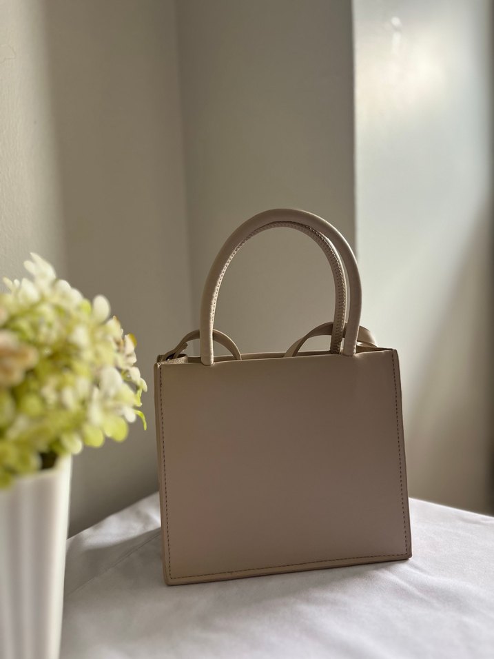 Bej Deri Minimalist Kadın Çanta - Görsel 3
