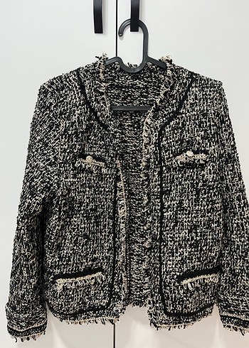 Kadın Siyah Gri Örgü Kısa Ceket - Görsel 3