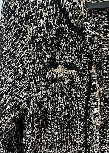 Kadın Siyah Gri Örgü Kısa Ceket - Görsel 4