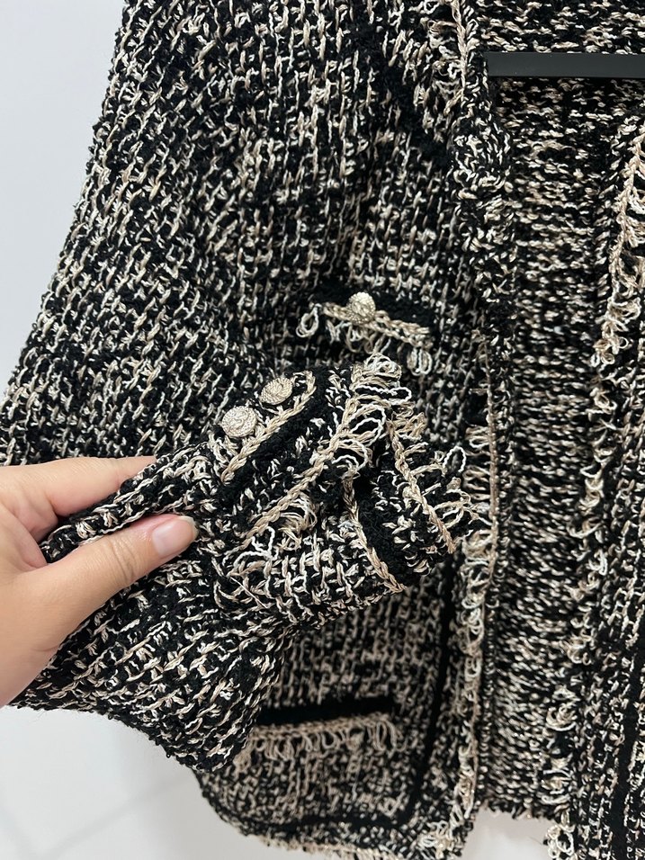 Kadın Siyah Gri Örgü Kısa Ceket - Görsel 5