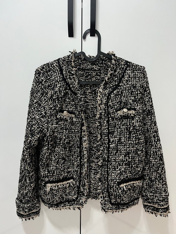 Kadın Siyah Gri Örgü Kısa Ceket - Görsel 2