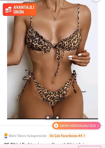 Diğer Leopar Desenli Dantel Detaylı Mini Bikini