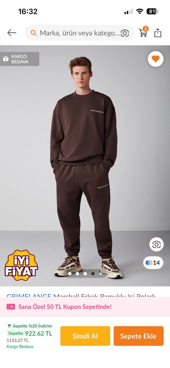 Erkek Kahverengi Rahat Kesim Eşofman Altı - Görsel 5