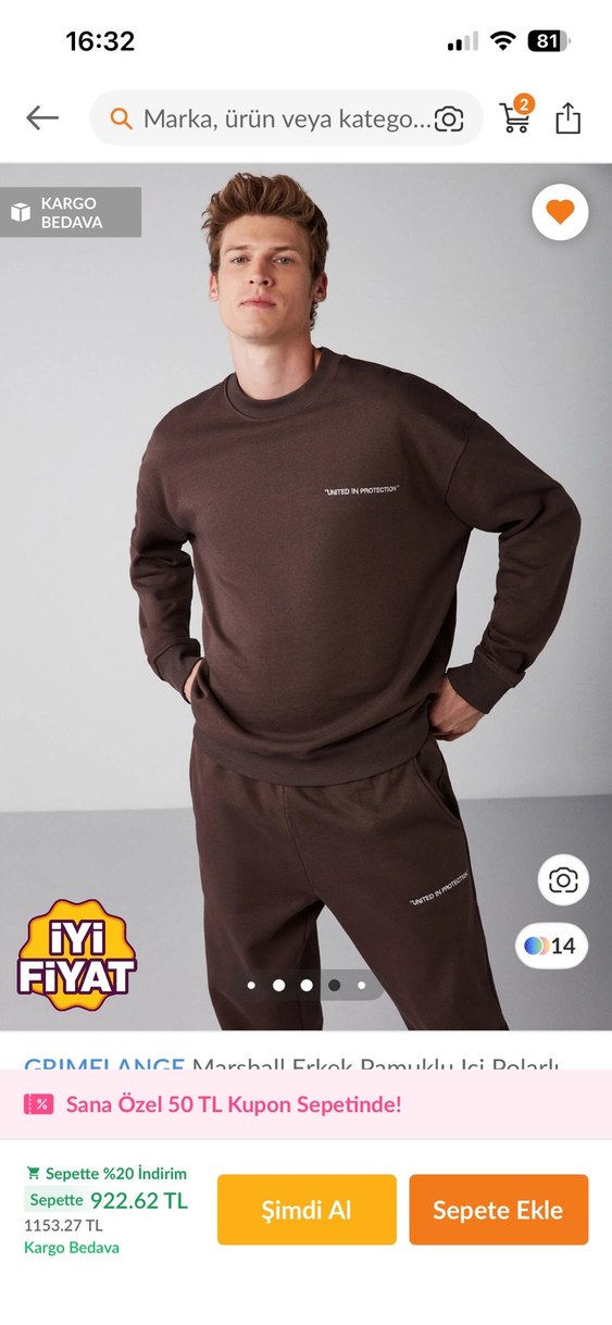 Erkek Kahverengi Rahat Kesim Eşofman Altı - Görsel 3