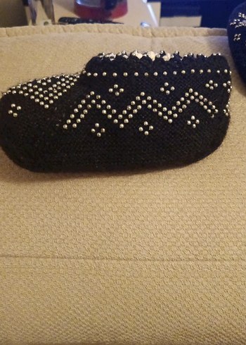 Boncuk İşlemeli kadın Örgü Patik - Görsel 5