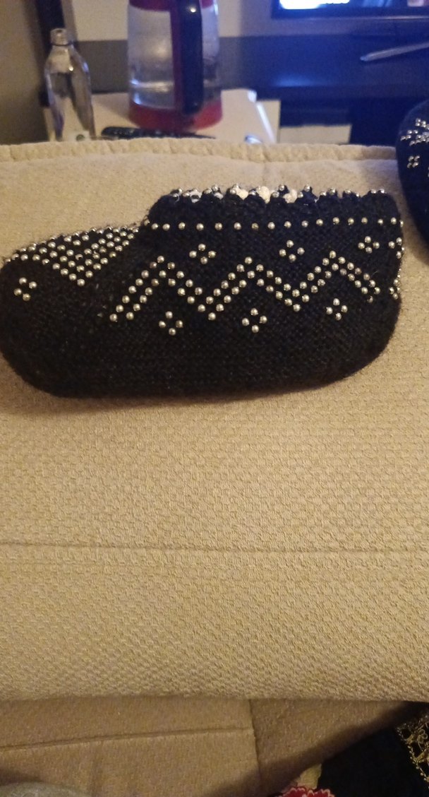 Boncuk İşlemeli kadın Örgü Patik - Görsel 5