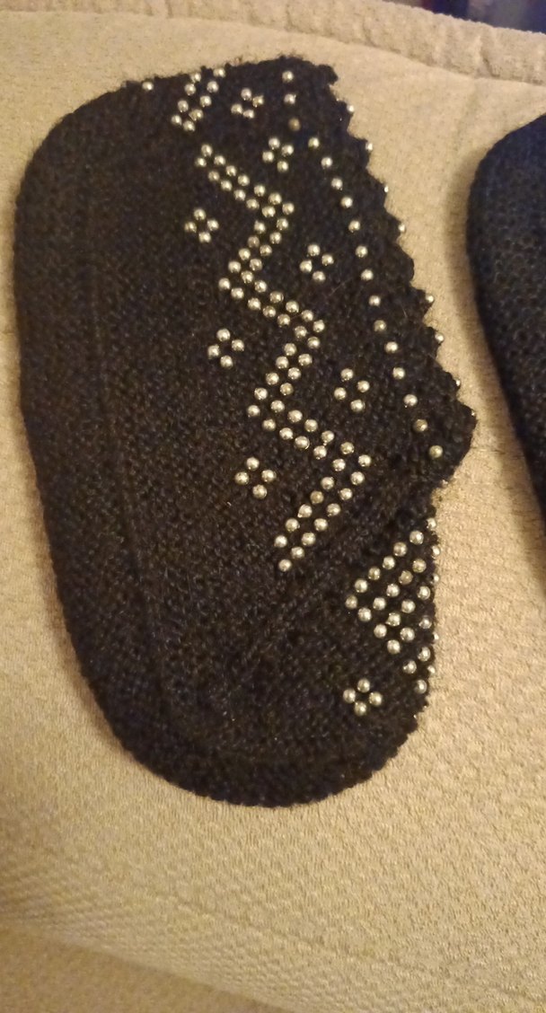 Boncuk İşlemeli kadın Örgü Patik - Görsel 3