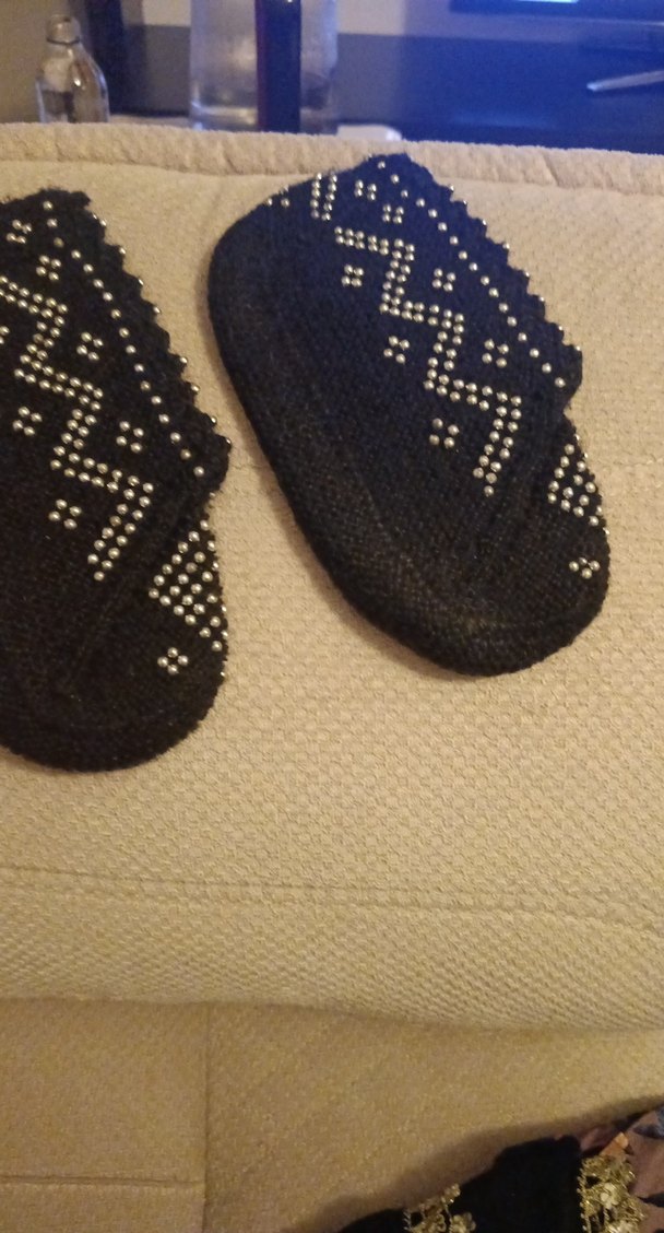 Boncuk İşlemeli kadın Örgü Patik - Görsel 2