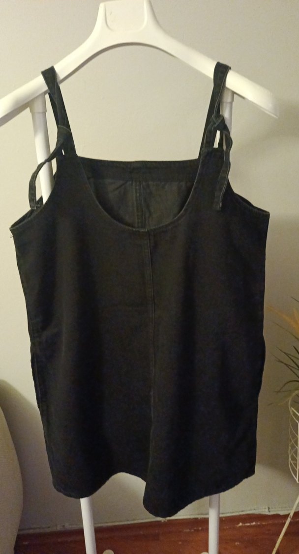 Siyah Kot Kadın Askılı Elbise - Görsel 4