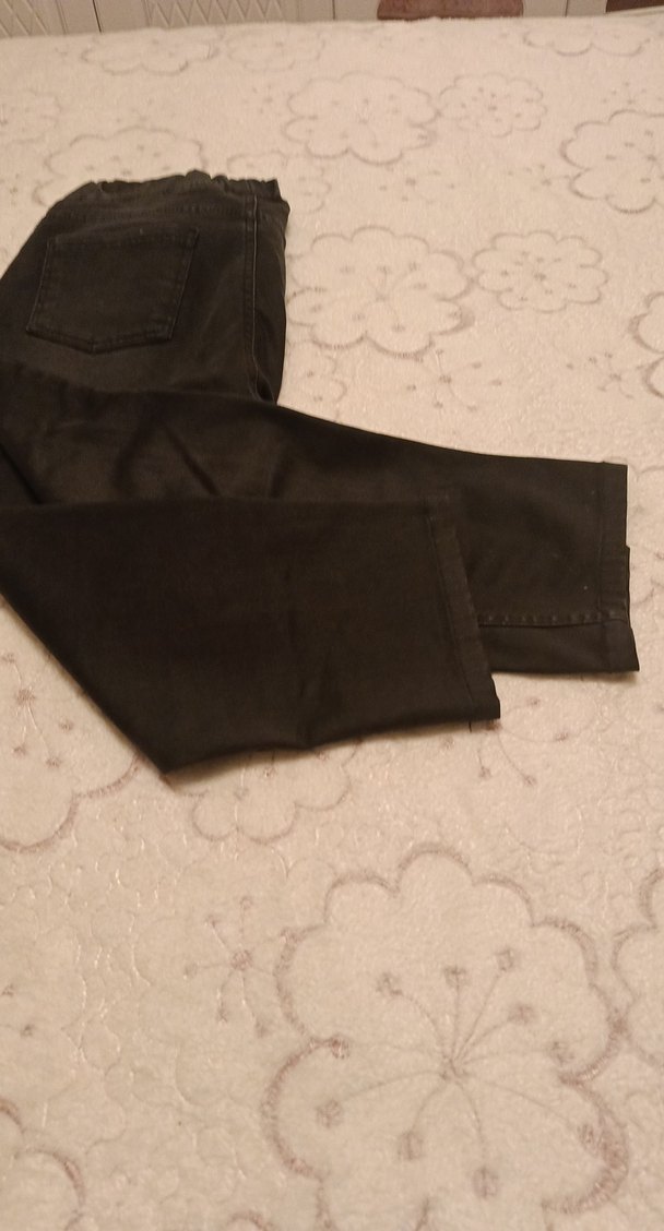 Kadın siyah kapri Boy Denim Pantolon - Görsel 4