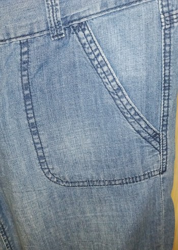 Mavi  Bol Kesim kapri Kot Pantolon - Görsel 3