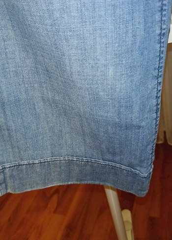 Mavi  Bol Kesim kapri Kot Pantolon - Görsel 4