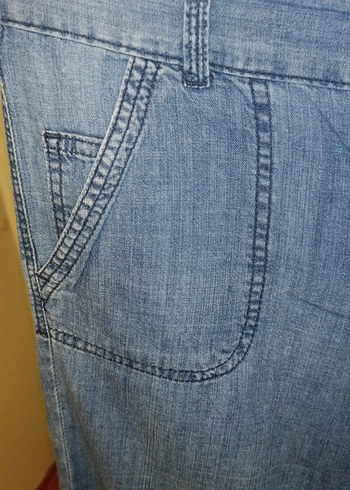 Mavi  Bol Kesim kapri Kot Pantolon - Görsel 2