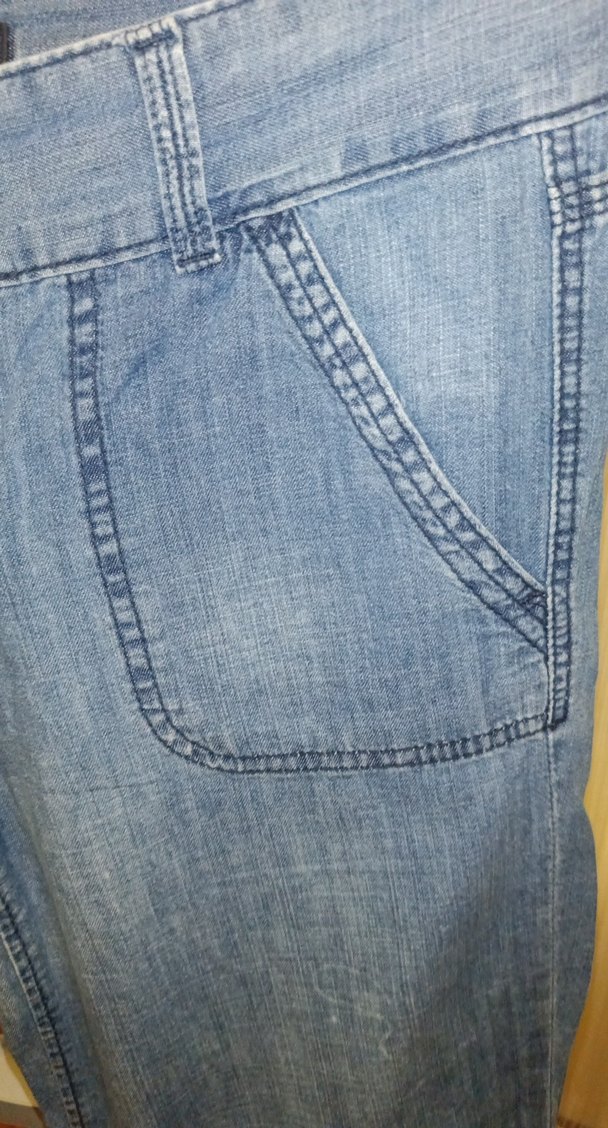 Mavi  Bol Kesim kapri Kot Pantolon - Görsel 3