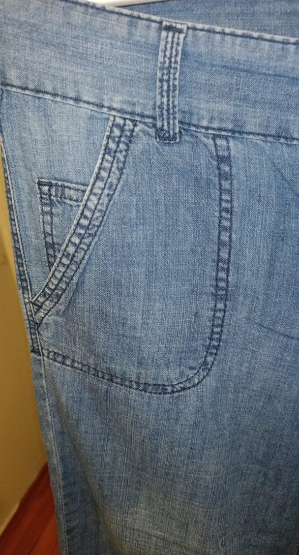 Mavi  Bol Kesim kapri Kot Pantolon - Görsel 2