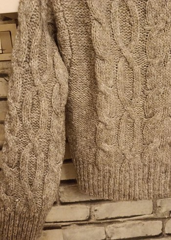 Bohem Tarzı Kadın Kahverengi Örgü Kazak - Görsel 4