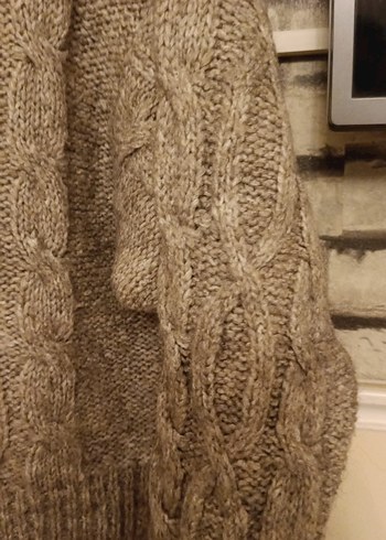 Bohem Tarzı Kadın Kahverengi Örgü Kazak - Görsel 7