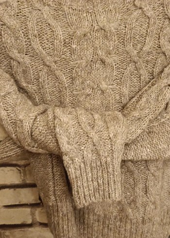 Bohem Tarzı Kadın Kahverengi Örgü Kazak - Görsel 5