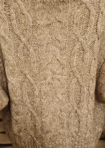 Bohem Tarzı Kadın Kahverengi Örgü Kazak - Görsel 6