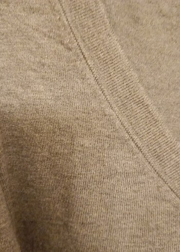 Gri V Yaka Kadın yün triko Kazak - Görsel 5