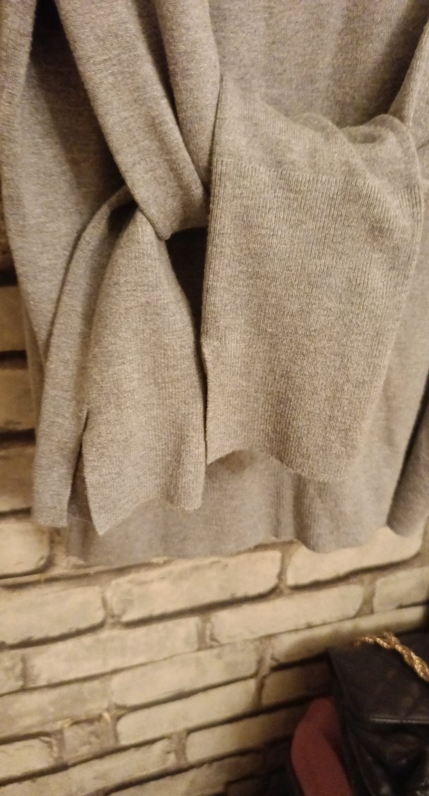 Gri V Yaka Kadın yün triko Kazak - Görsel 3