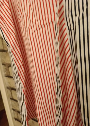 Çizgili, Düğmeli, V Yaka Kadın Bluz - Görsel 6