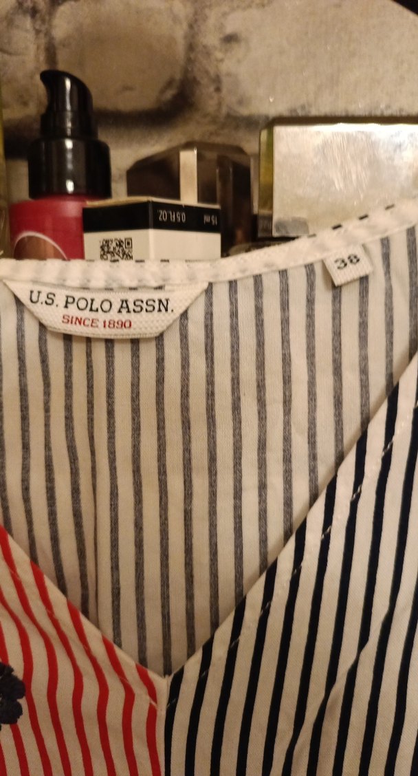 Çizgili, Düğmeli, V Yaka Kadın Bluz - Görsel 3