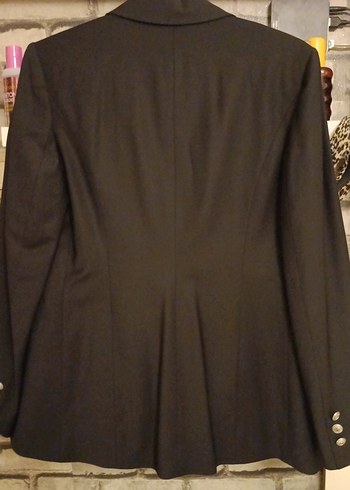 Düğmeli Siyah Kadın Blazer takım - Görsel 8