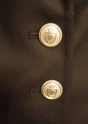 Düğmeli Siyah Kadın Blazer takım - Görsel 3