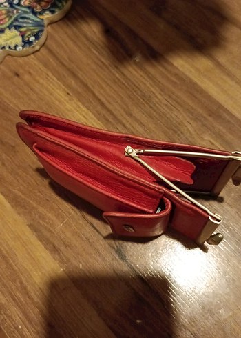 Kırmızı Deri Kadın sigaralık ve çakmak Cüzdanı - Görsel 9