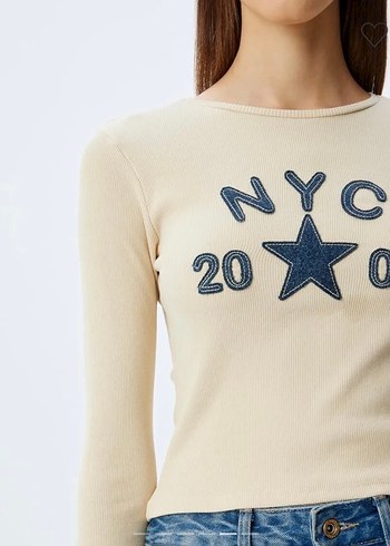 Kolej Nakışlı Bisiklet Yaka Uzun Kollu Pamuklu Crop Top - Görsel 4