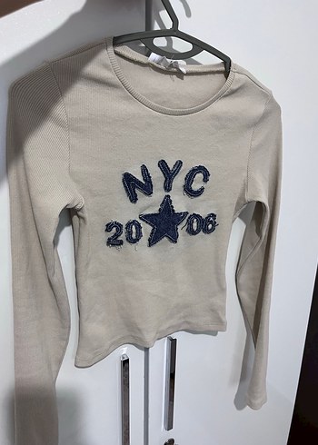 Kolej Nakışlı Bisiklet Yaka Uzun Kollu Pamuklu Crop Top - Görsel 5