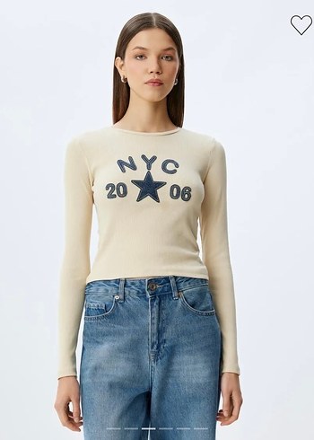 Kolej Nakışlı Bisiklet Yaka Uzun Kollu Pamuklu Crop Top - Görsel 2