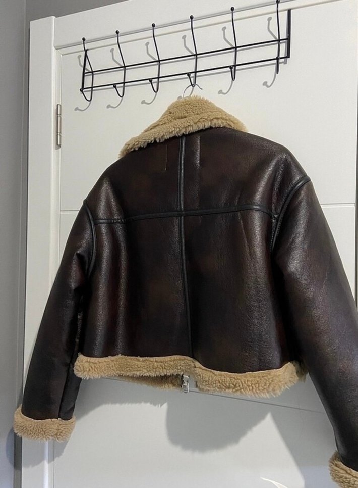 Bershka Kahverengi Kürklü Deri Kadın Ceket — görsel 5/7