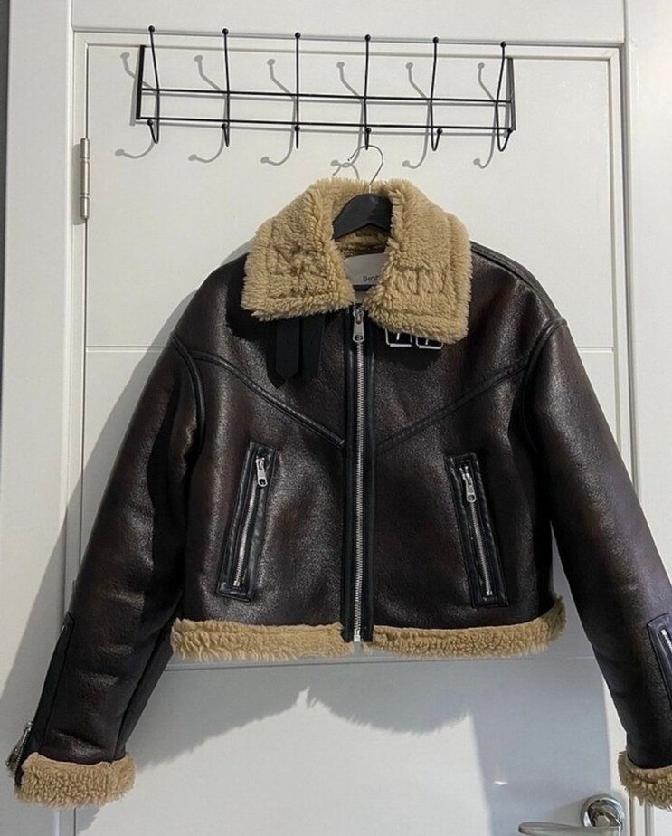 Bershka Kahverengi Kürklü Deri Kadın Ceket — görsel 4/7