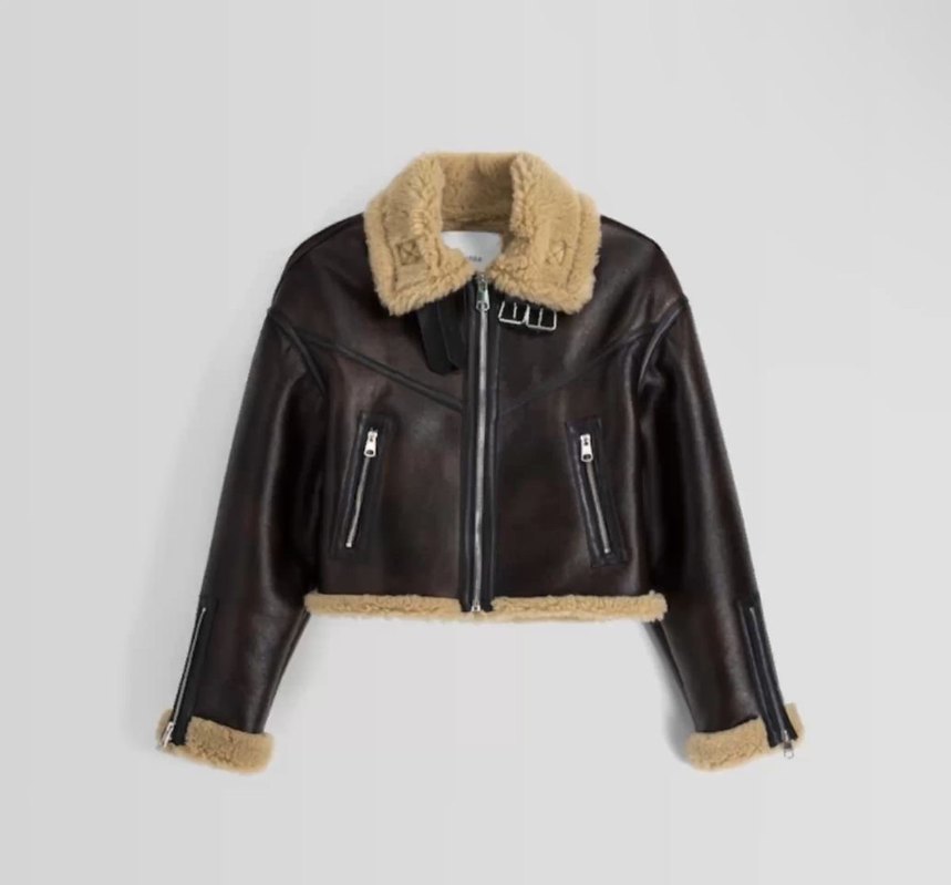 Bershka Kahverengi Kürklü Deri Kadın Ceket — görsel 3/7