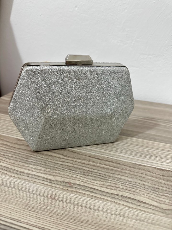 Gri Simli Metal Kadın Portföy Çanta - Görsel 3