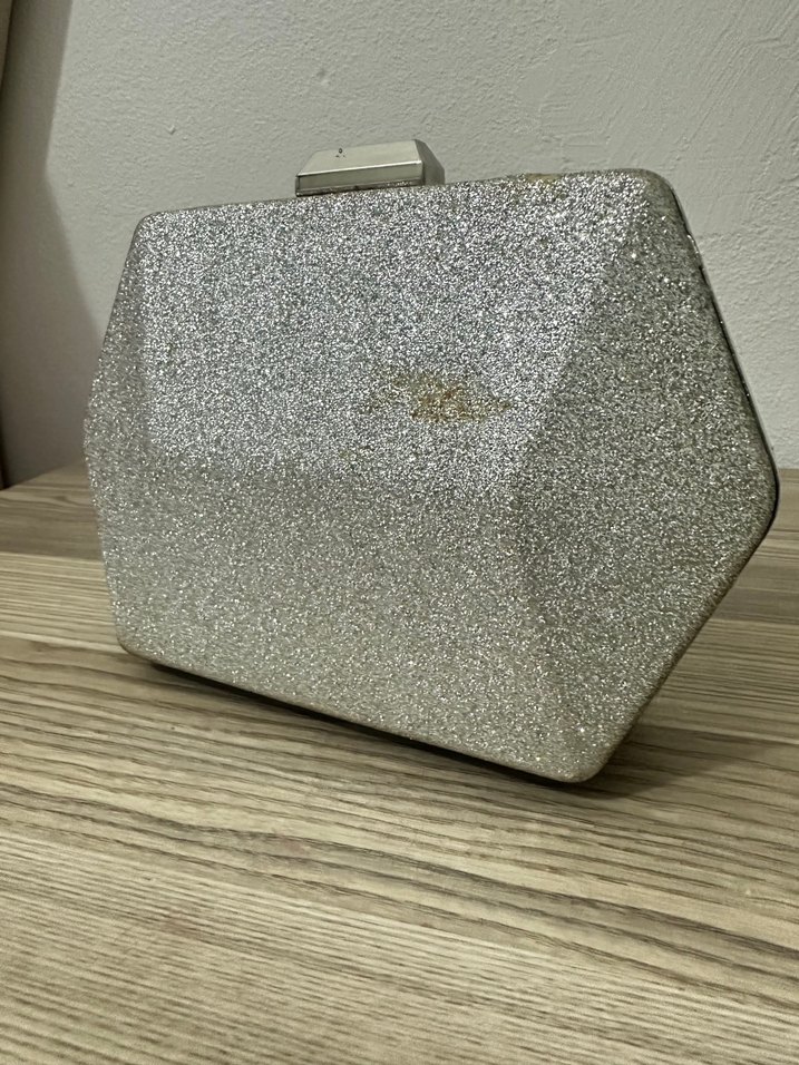 Gri Simli Metal Kadın Portföy Çanta - Görsel 2