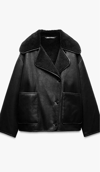 Zara siyah çift taraflı viral biker ceket