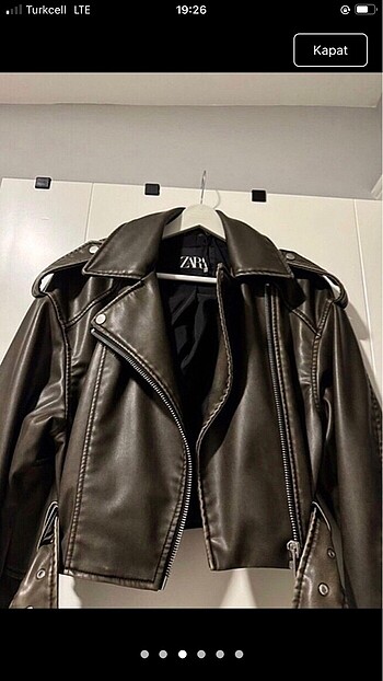xs Beden haki Renk Zara haki deri ceket