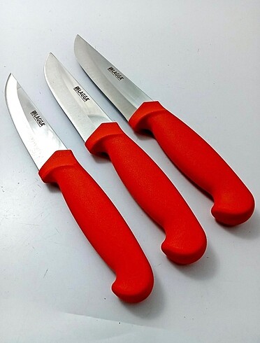 3 Parça Kasap Bıçak Seti (KIRMIZI)